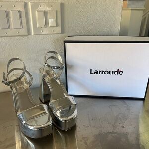 Larroude Silver Platform Sandals